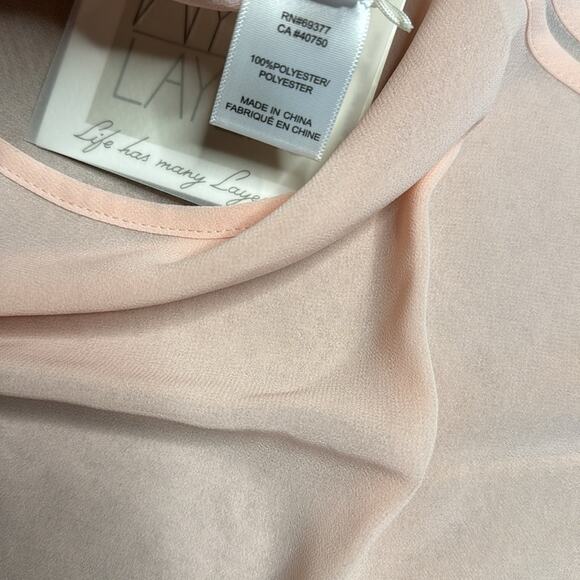 WYNNE LAYERS Semi Sheer Blush Pink Sleeveless Flowy Tank Top Blouse Women’s - Picture 7 of 9